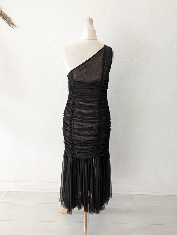 Forever Unique Black/ Nude one shoulder Dress 10