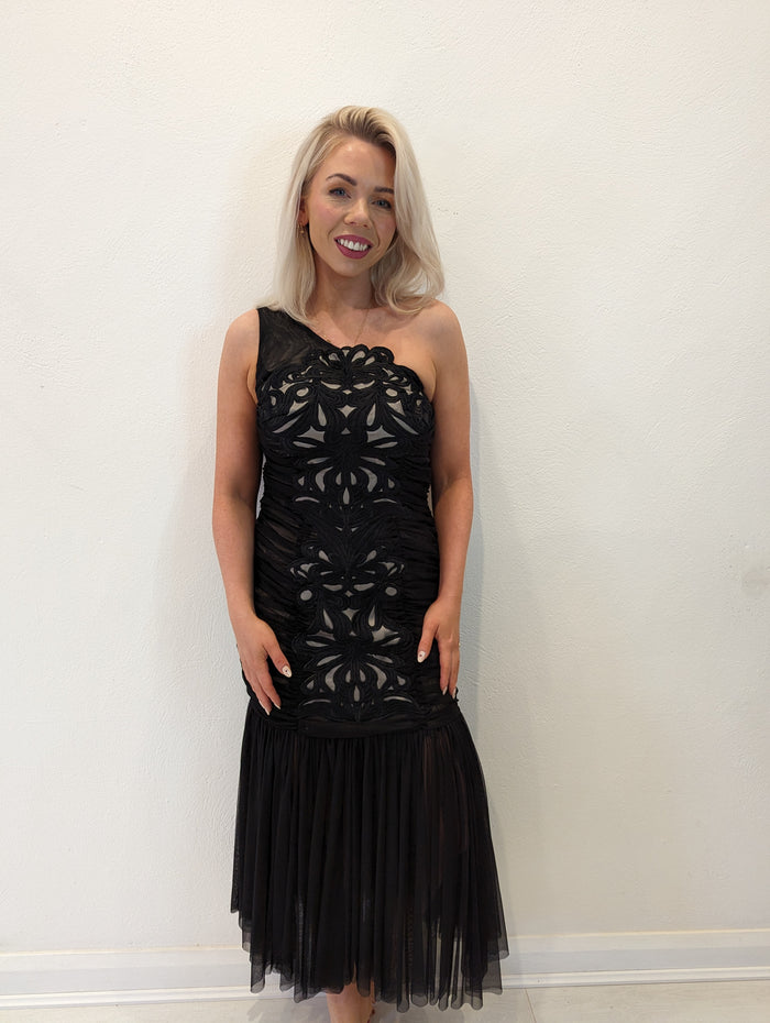 Forever Unique Black/ Nude one shoulder Dress 10
