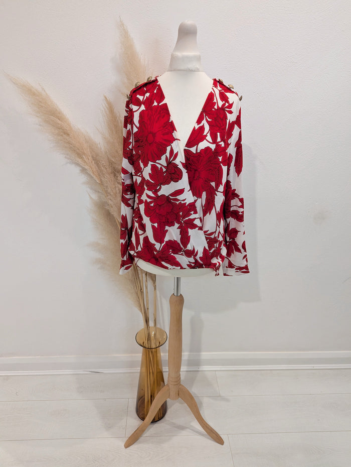 Forever Unique Red floral blouse 8