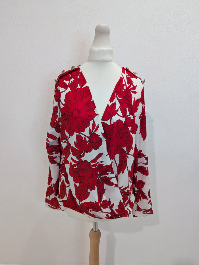 Forever Unique Red floral blouse 8