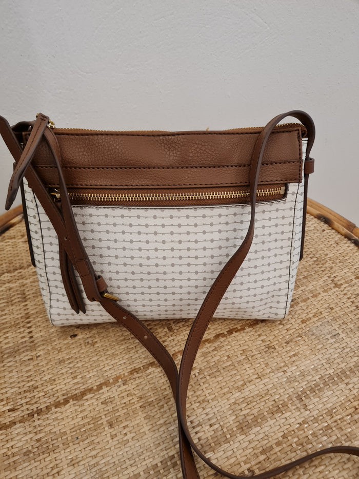 Fossil Cream & Tan Crossbody bag
