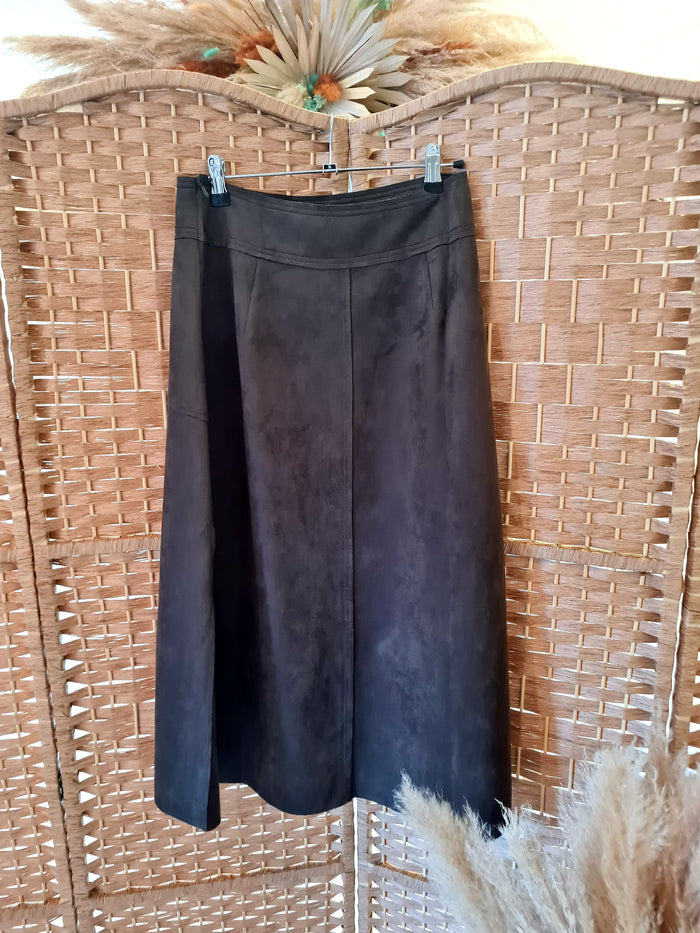 Foxie Dox Olive Suedette Skirt S