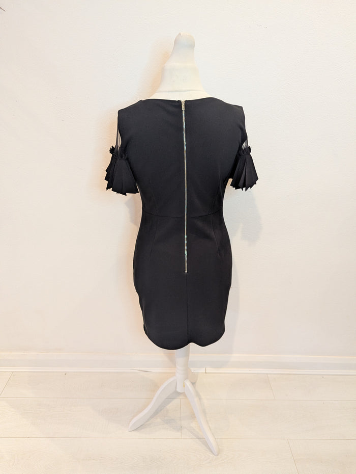 F&P Black pleated sleeve dress L