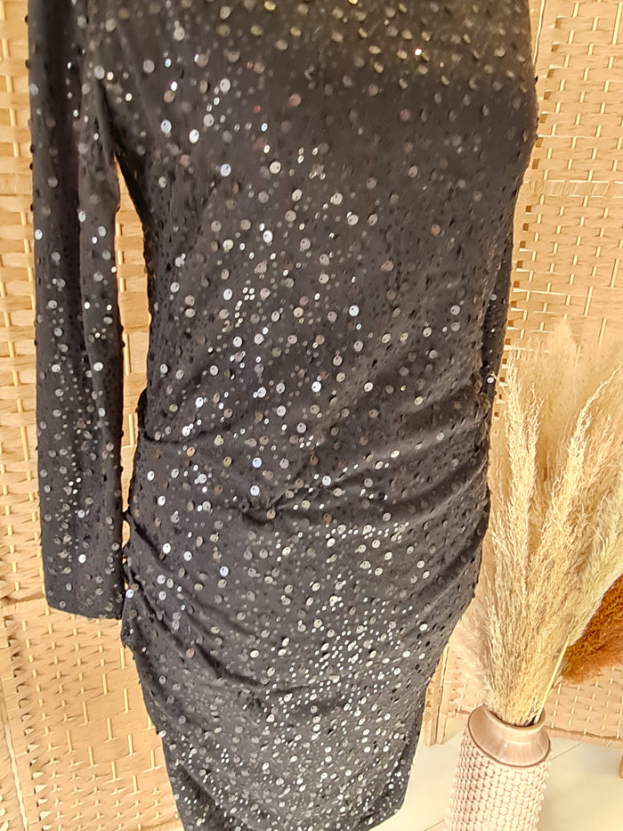 Fran & Jane black sequin wrap dress 14