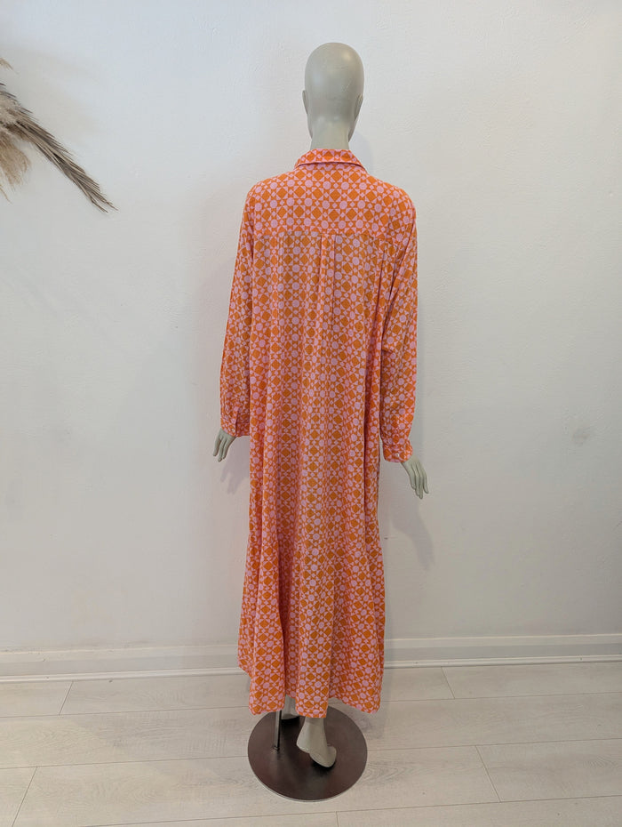 Free People Orange & Pink Cotton Maxi XL