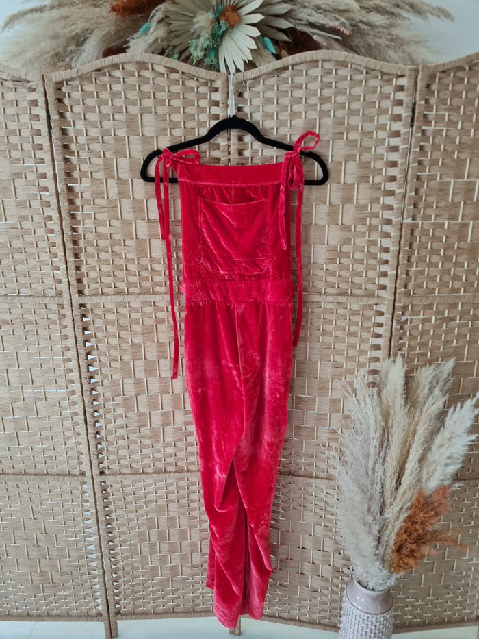 Free People Red Velvet Dungarees Small (NWT) RRP £148