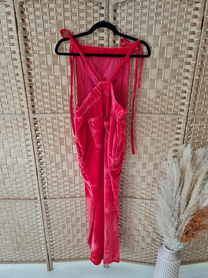 Free People Red Velvet Dungarees Small (NWT) RRP £148
