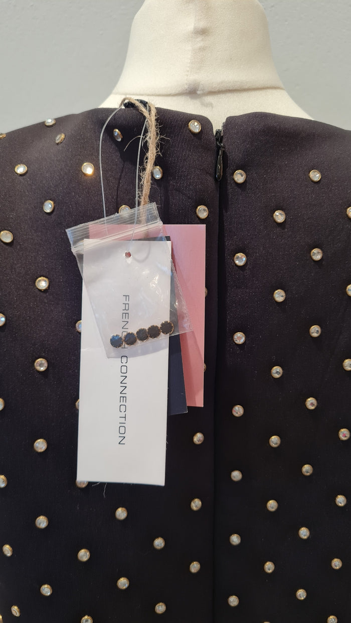 French Connection Black Diamonte Dress Size 10 (New)