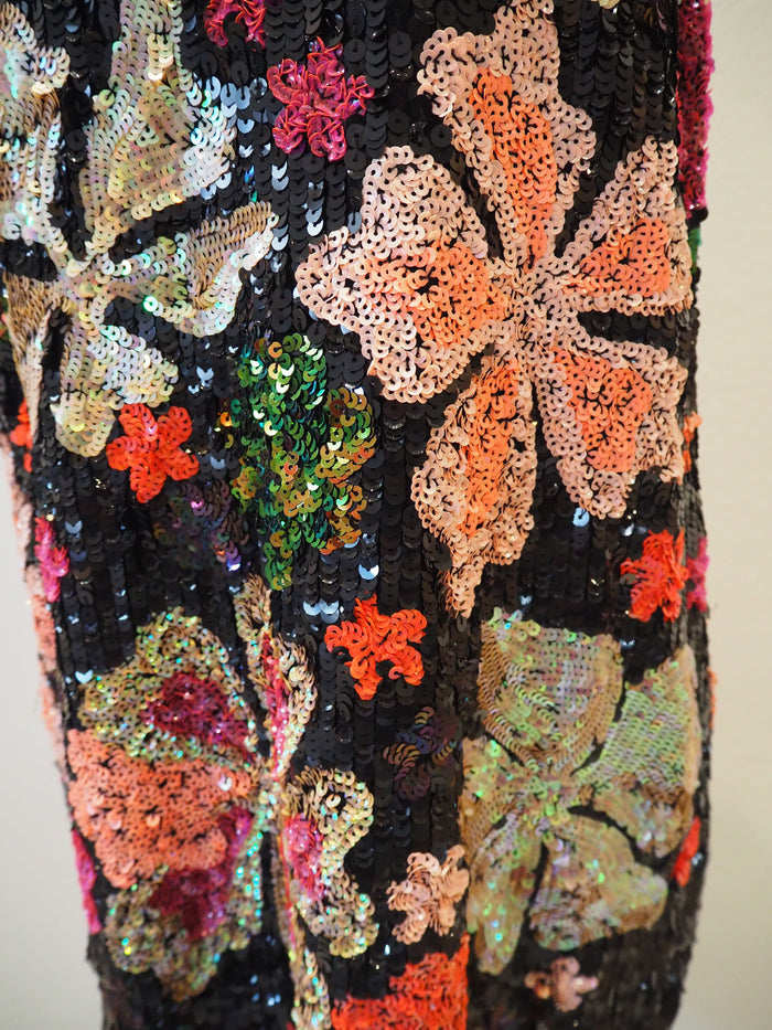 French Connection Black Floral Sequin Dress Size 10
