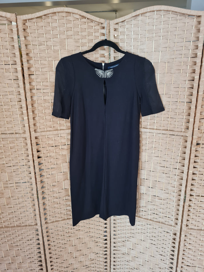 French Connection Black Neck embellished Dress 10