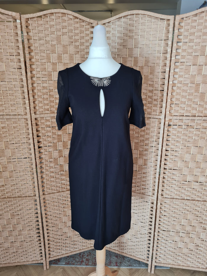 French Connection Black Neck embellished Dress 10