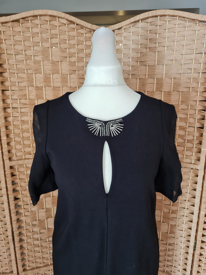 French Connection Black Neck embellished Dress 10