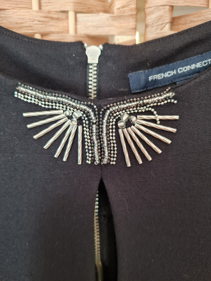 French Connection Black Neck embellished Dress 10