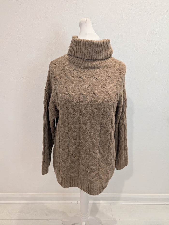 French Connection brown cable knit jumper L