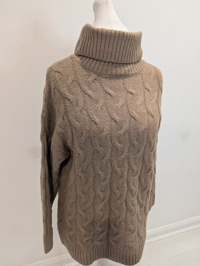 French Connection brown cable knit jumper L