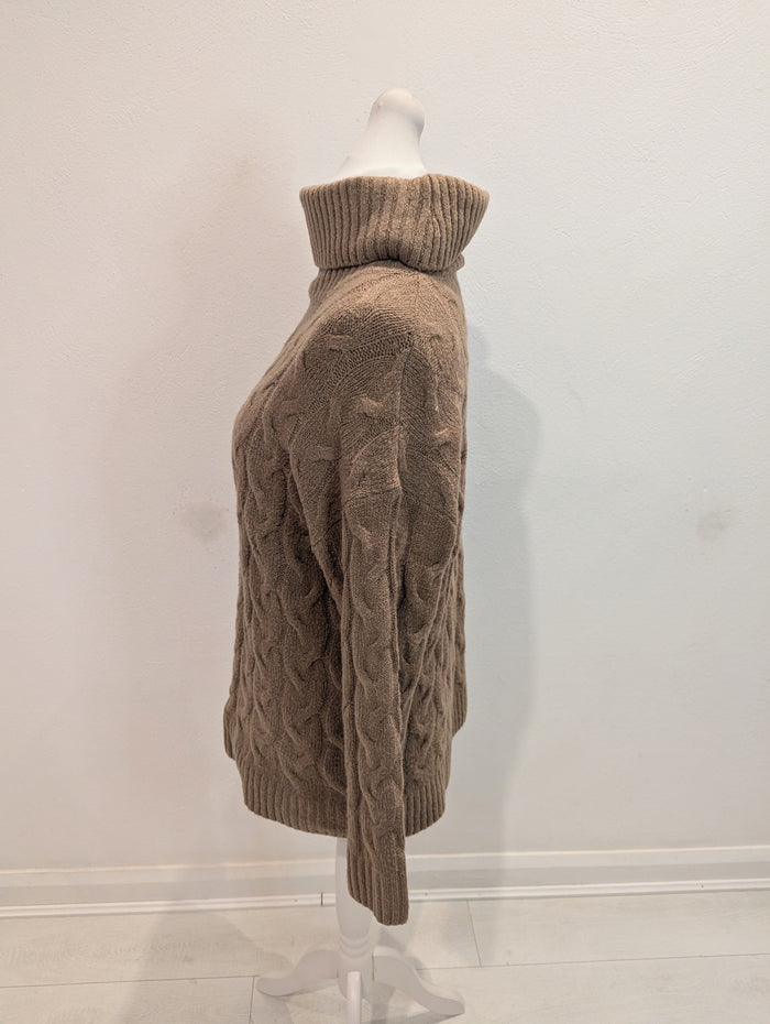 French Connection brown cable knit jumper L
