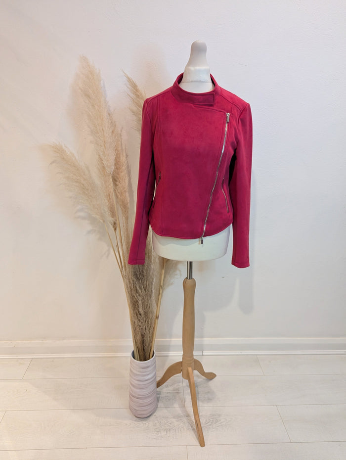 French Connection Cerise Pink Biker Jacket 10