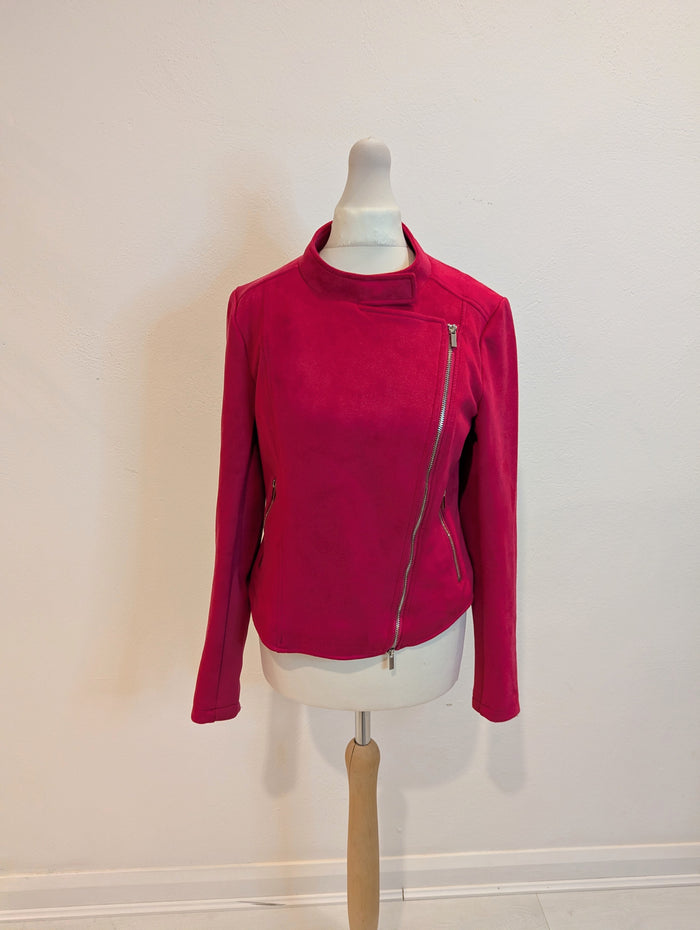 French Connection Cerise Pink Biker Jacket 10
