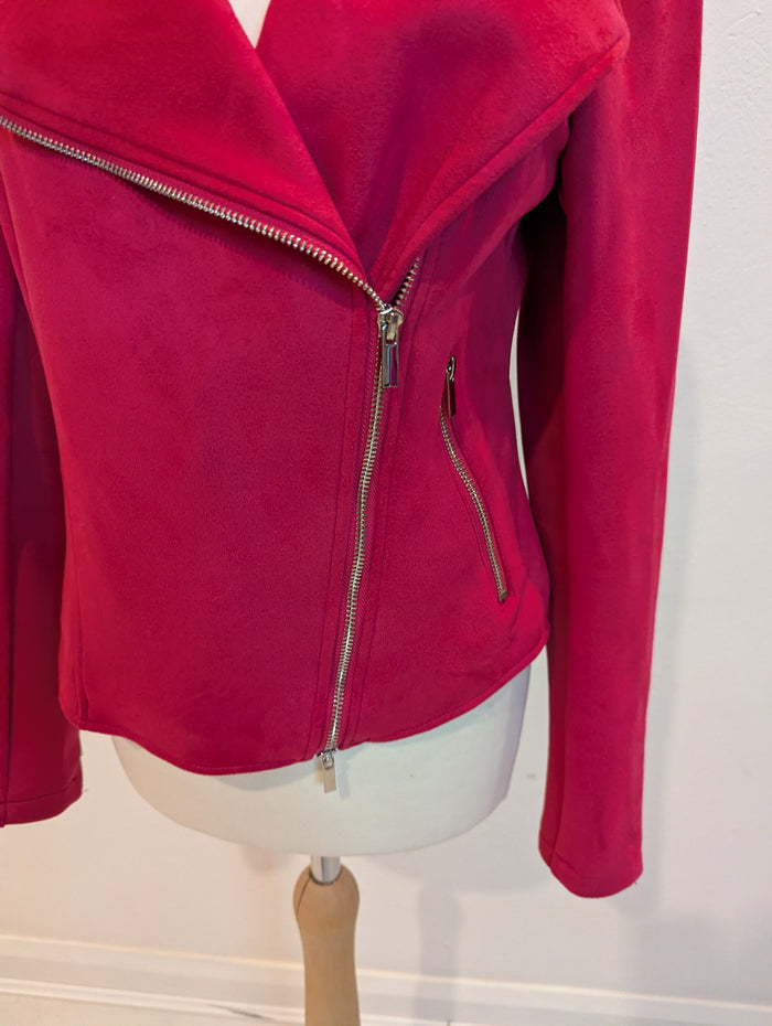 French Connection Cerise Pink Biker Jacket 10
