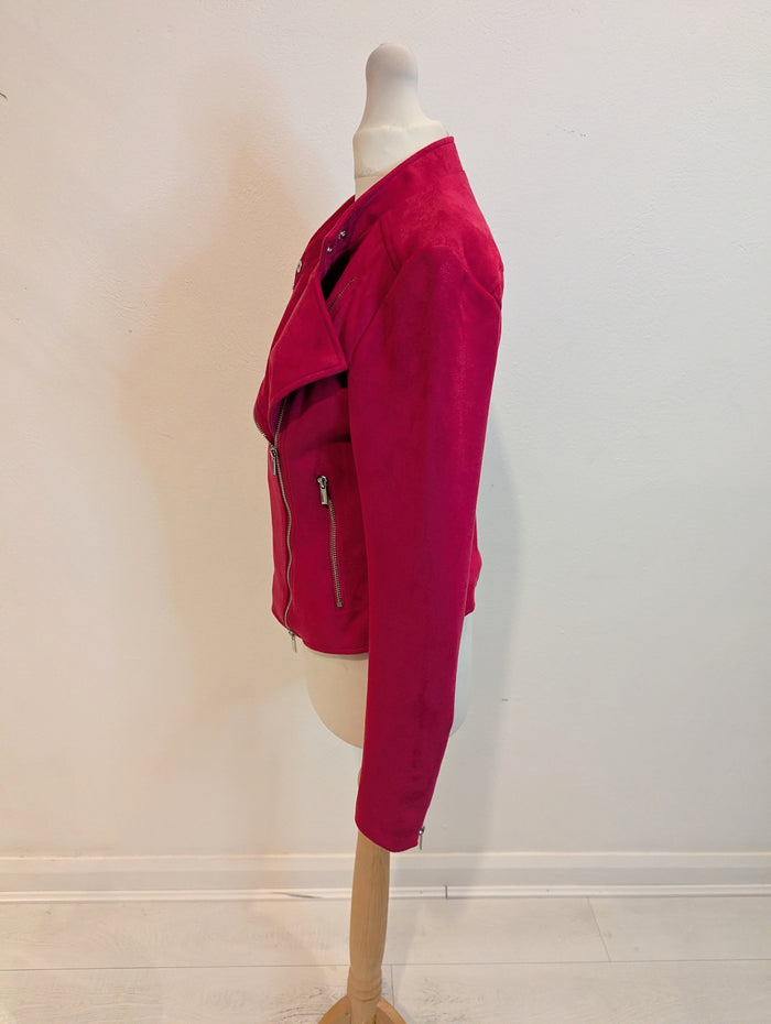 French Connection Cerise Pink Biker Jacket 10