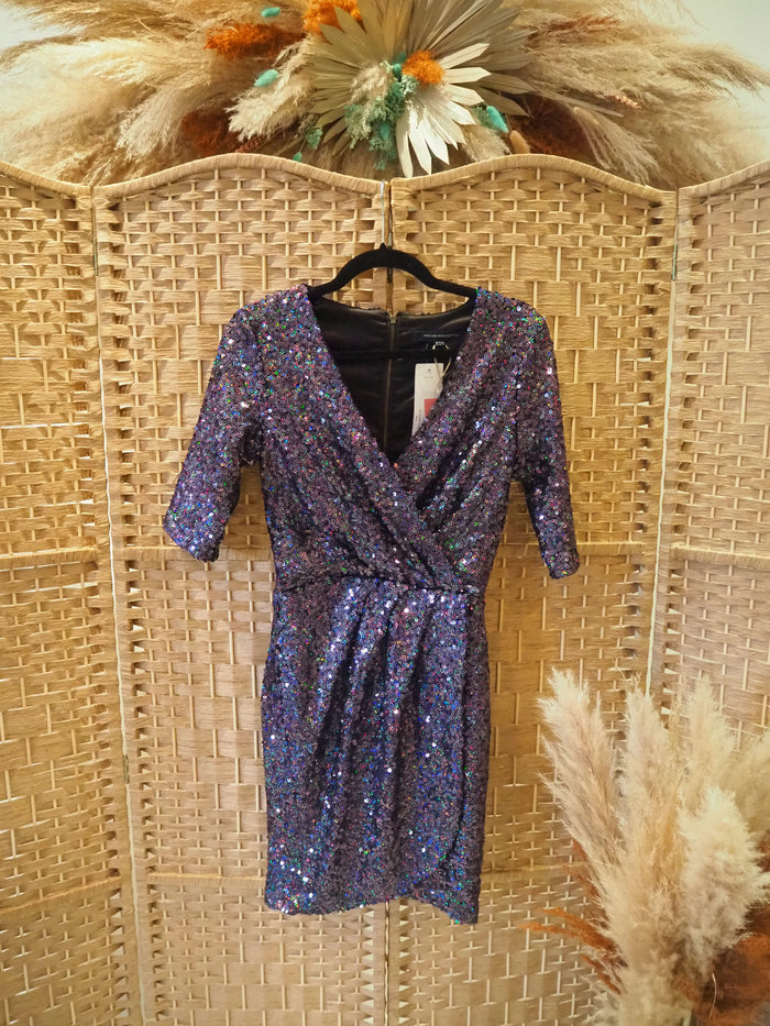 French Connection Charcoal Sequin Dress 10 New with Tags
