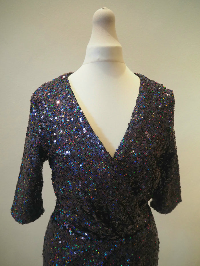 French Connection Charcoal Sequin Dress 10 New with Tags