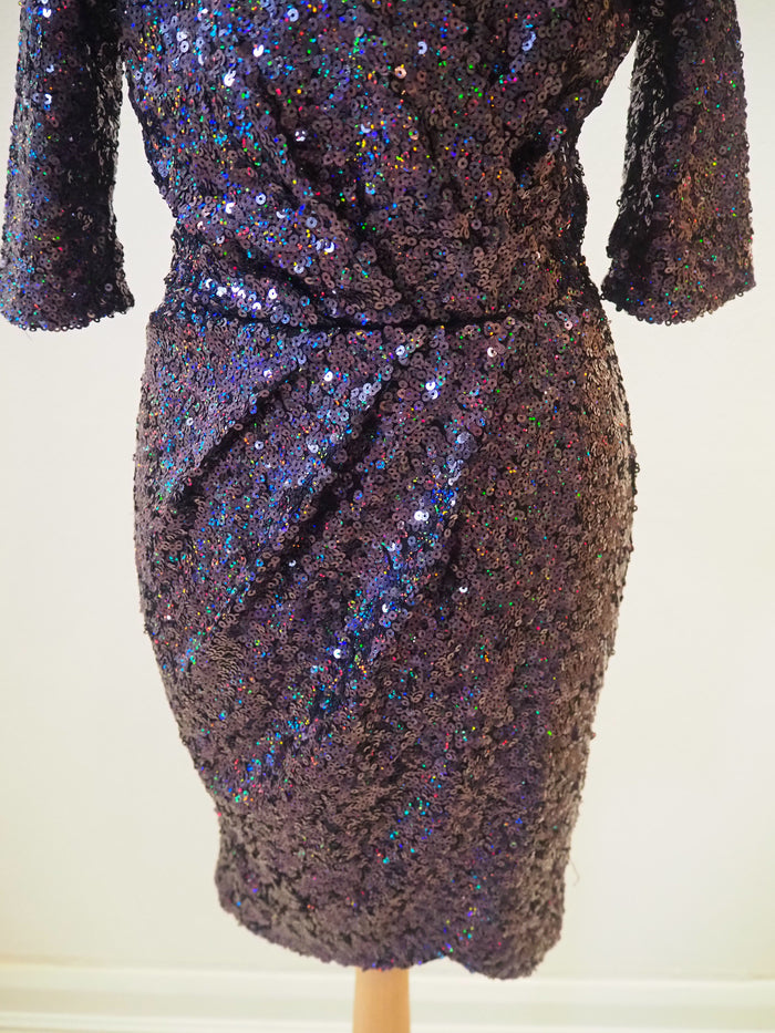 French Connection Charcoal Sequin Dress 10 New with Tags