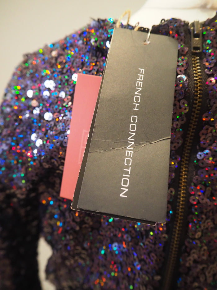 French Connection Charcoal Sequin Dress 10 New with Tags