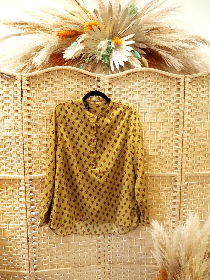 French Connection Olive /Burgandy Blouse Size S