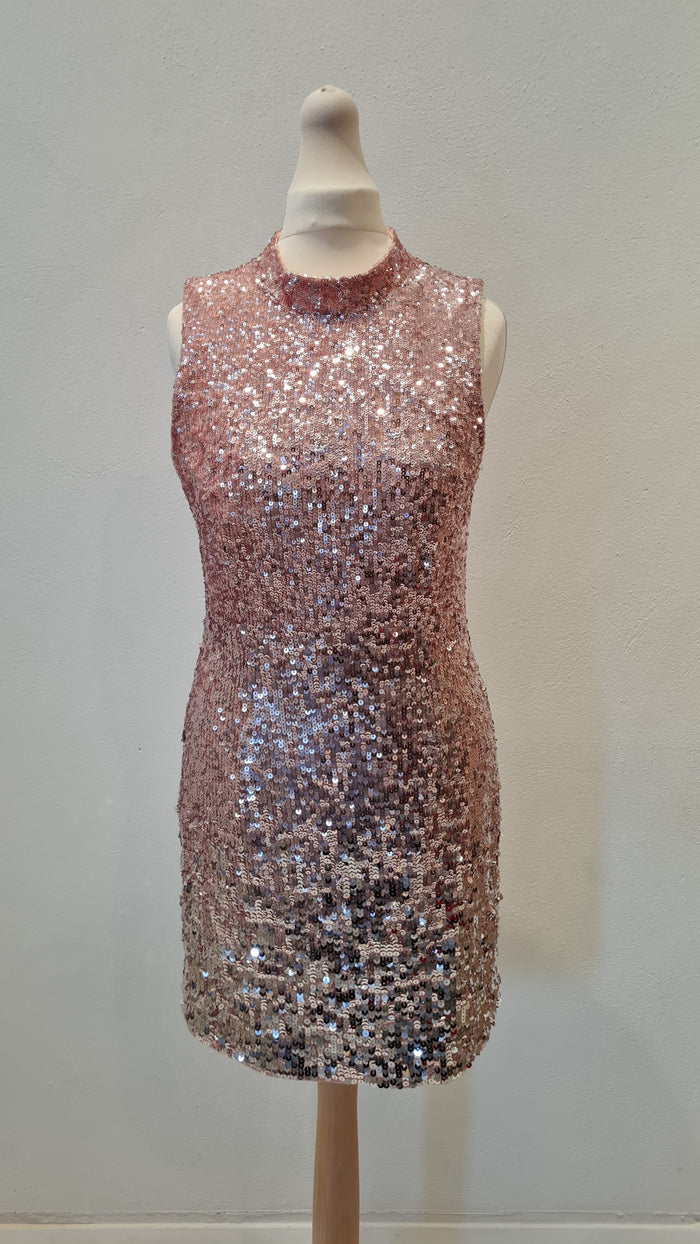 French Connection Rose Gold Sequin Dress Size 10