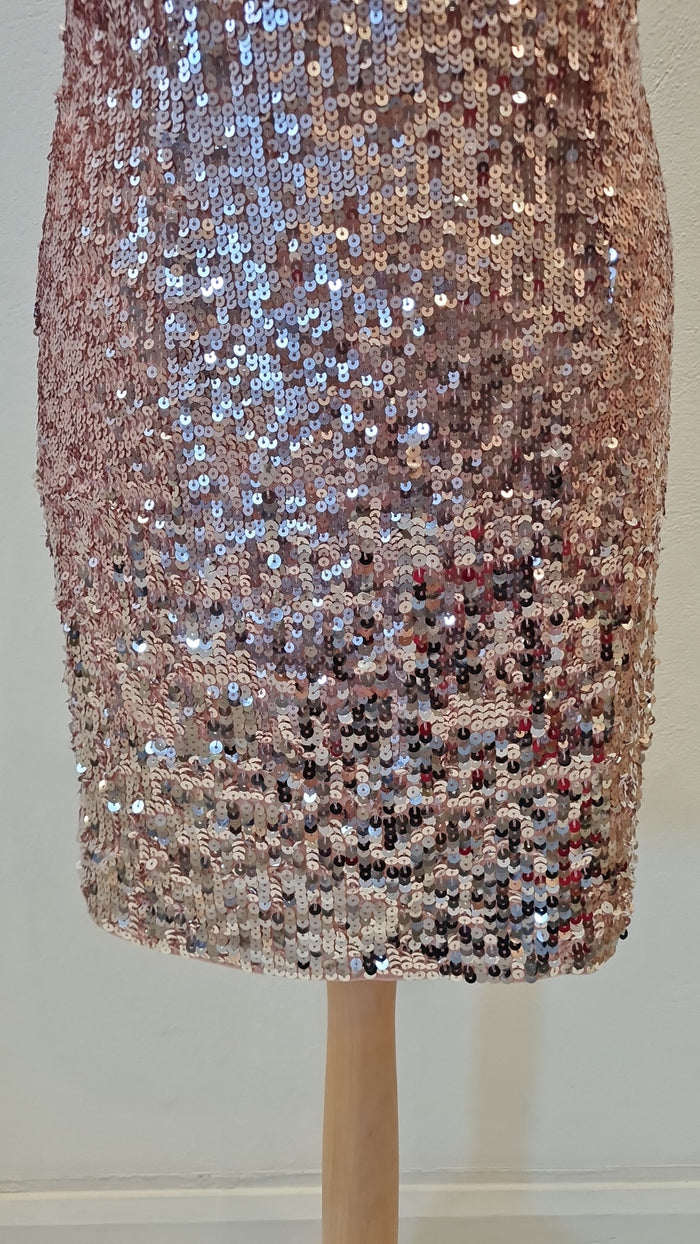 French Connection Rose Gold Sequin Dress Size 10