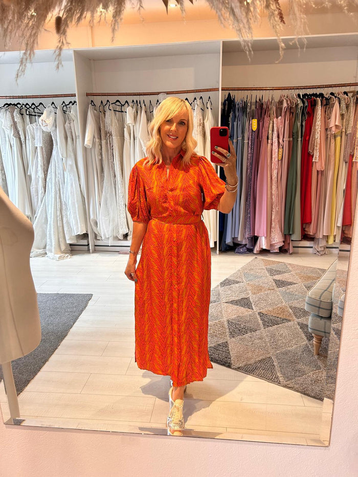 Frnch Tan/Orange Print Dress S