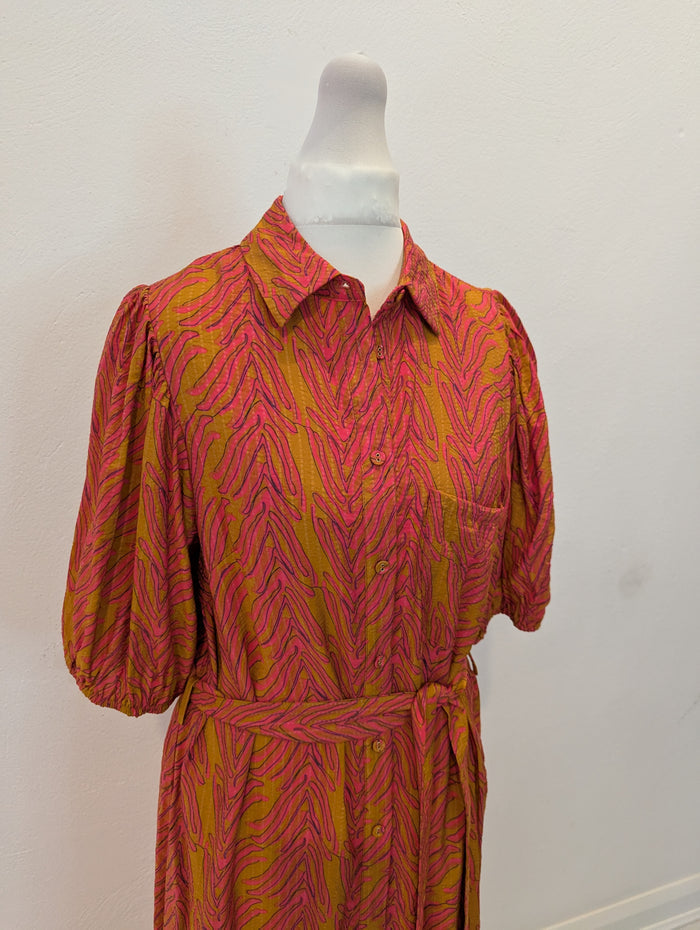 Frnch Tan/Orange Print Dress S