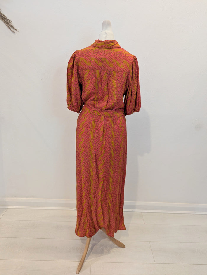 Frnch Tan/Orange Print Dress S