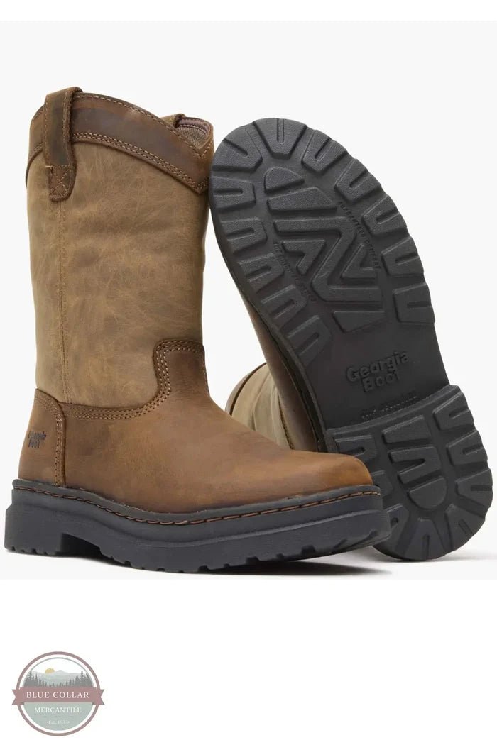 Georgia GB00676 Kid's Romeo Superlyte Pull On Boot on standing up with sole leaning on it