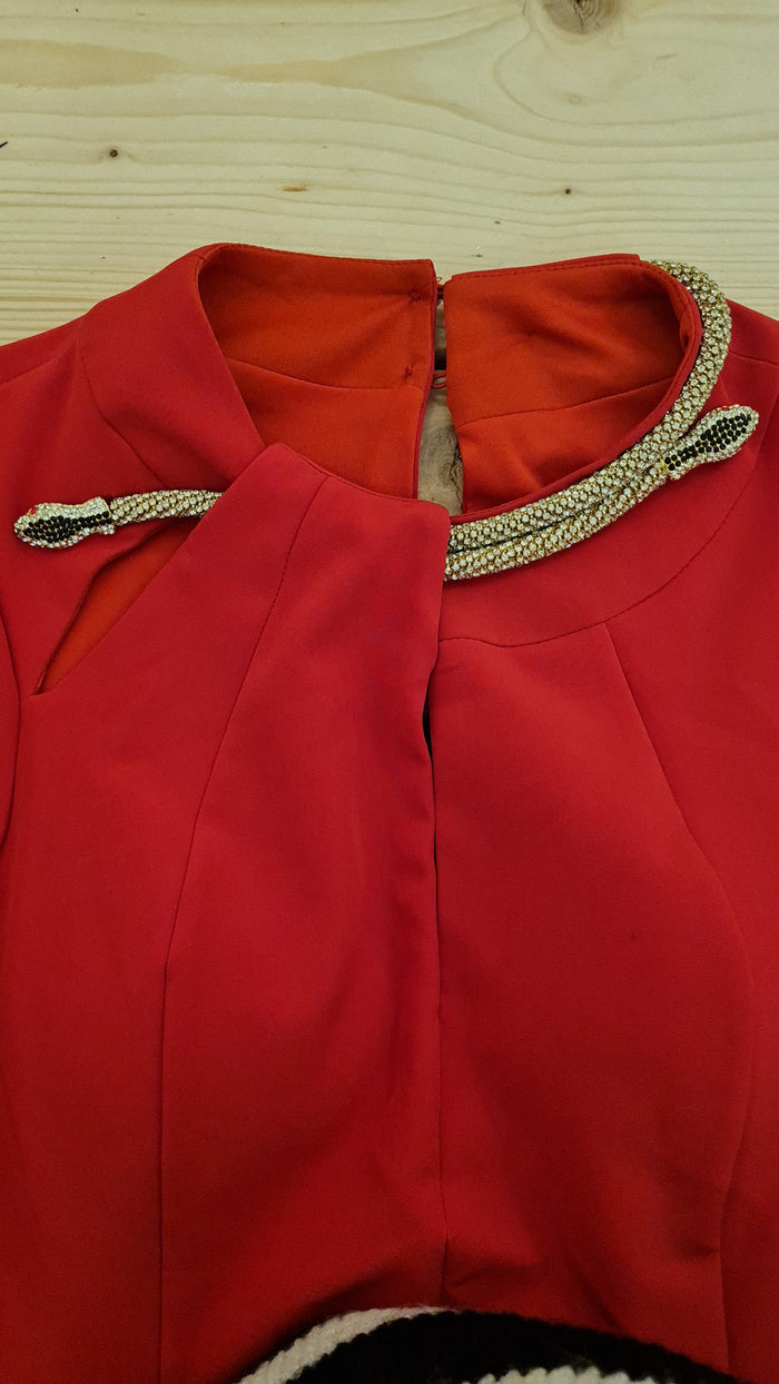 Genese red snake detail dress 14 NEW £135