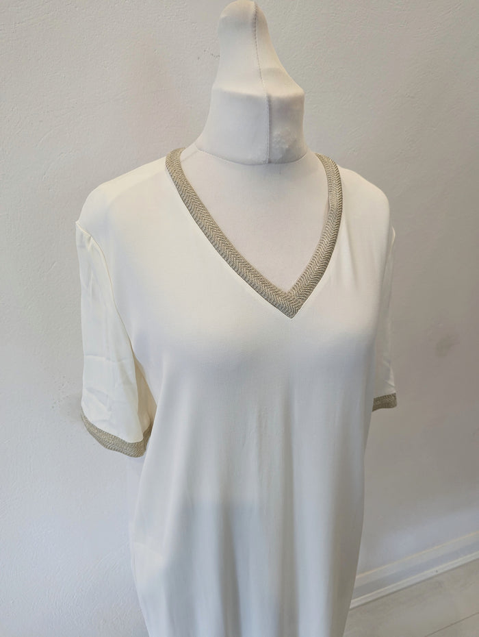 Gerard Darel Cream Gold trim Dress 14
