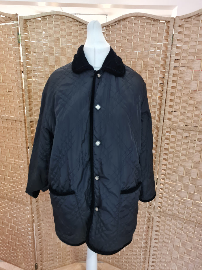 Gerry Weber Black Velour Reversible Coat 10-16