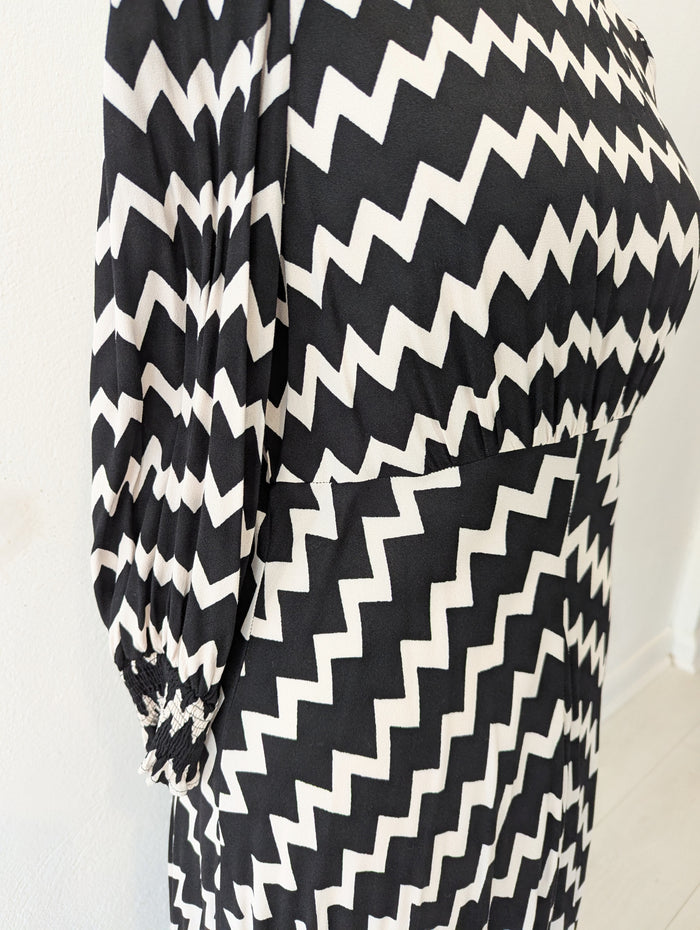 Ghost Black/White Pippa Zigzag Dress 10