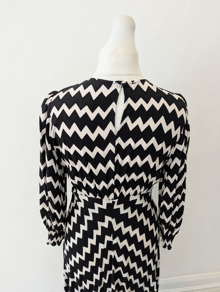 Ghost Black/White Pippa Zigzag Dress 10