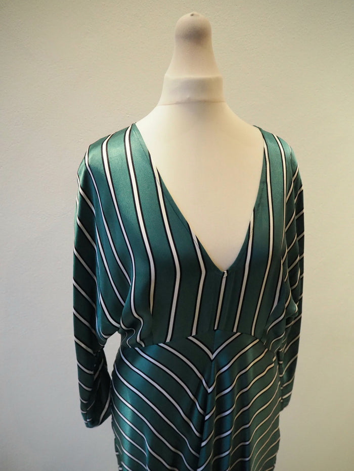 Ghost Green Striped Maxi Dress Medium