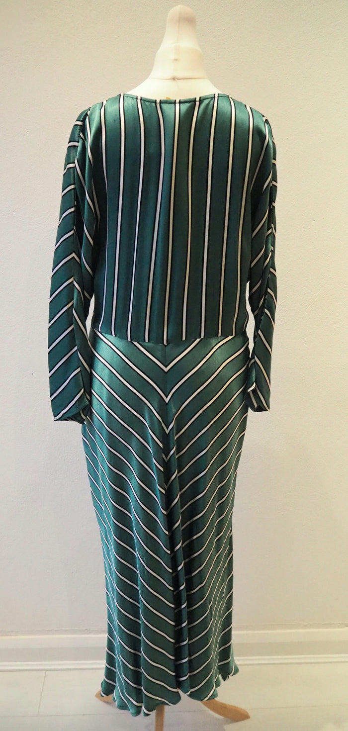 Ghost Green Striped Maxi Dress Medium