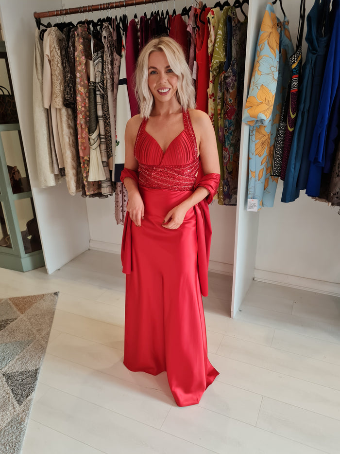 Gino Cerutti Red Formal Dress & Scarf 8