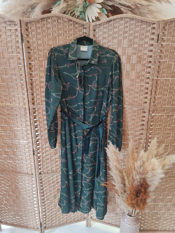 Giorgia & Johns Chain Print Green Dress Size Large