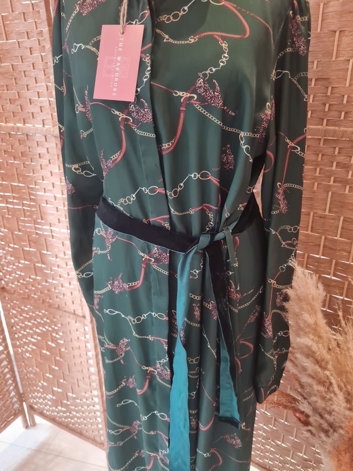 Giorgia & Johns Chain Print Green Dress Size Large