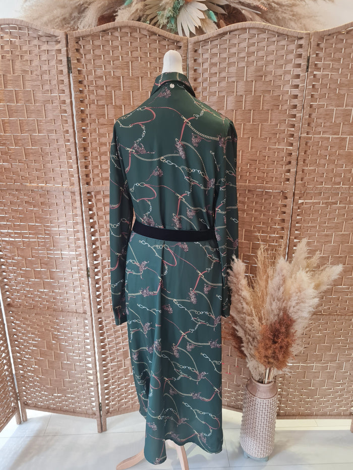 Giorgia & Johns Chain Print Green Dress Size Large