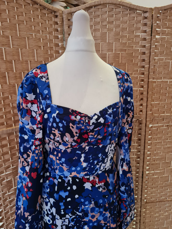Girl In Mind Blue Print Maxi Size 8 New