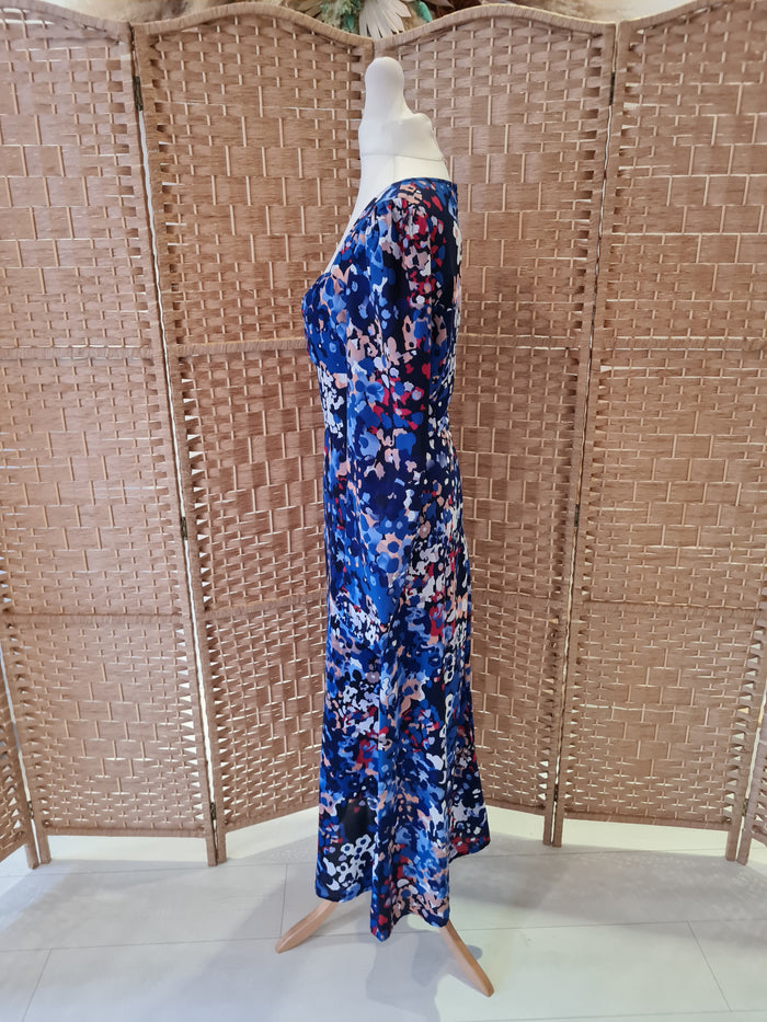Girl In Mind Blue Print Maxi Size 8 New