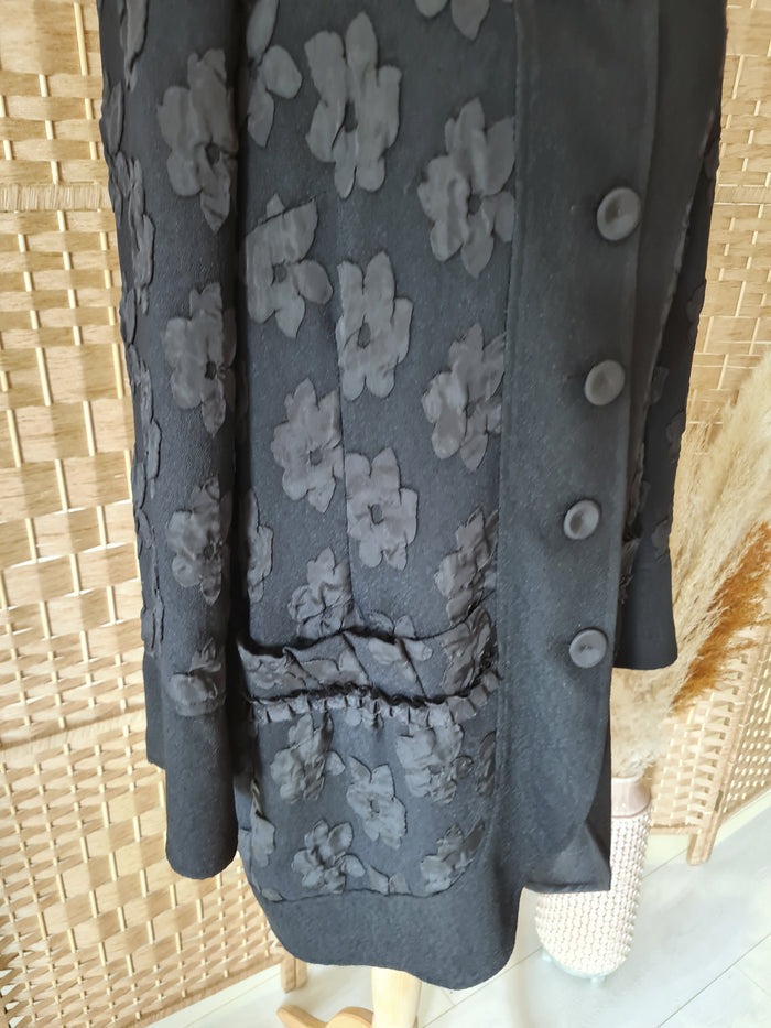Gold By Michael H Black Floral Embossed Coat Size 14