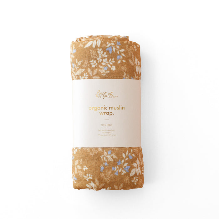 Gold Holly Organic Muslin Wrap Swaddle